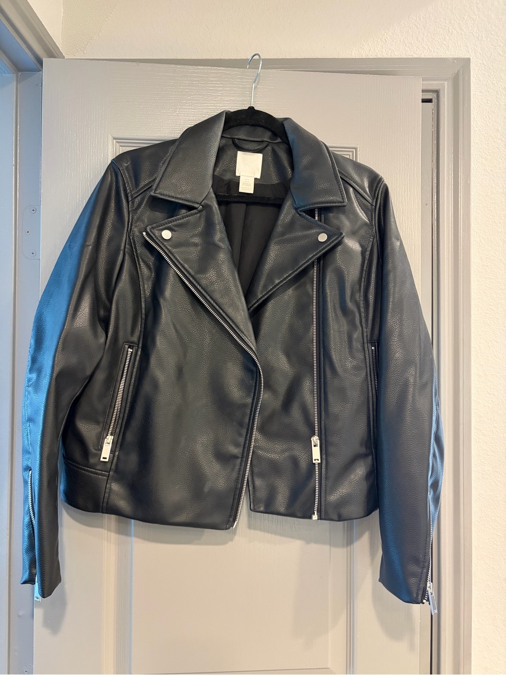 H&M Black Faux Leather Moto Jacket